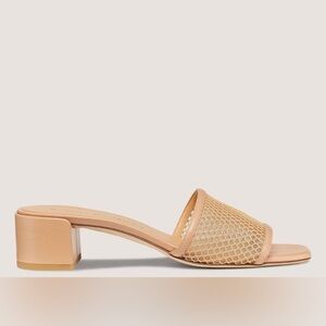 Stuart Weitzman Cayman 35 Block Leather Slide Sandal in Natural - NWT